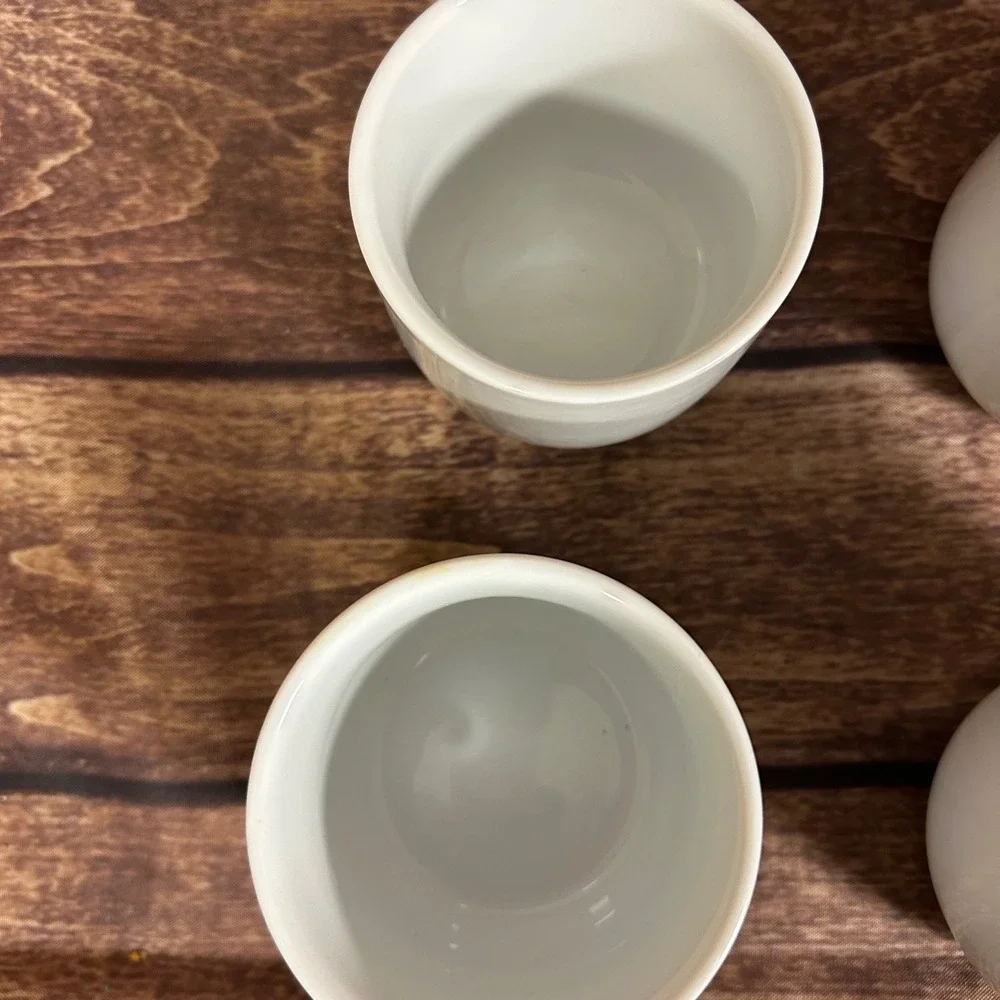 Pier 1 White Ceramic Japanese Sake Cups Tea Bowls Set of 6 Minimalist